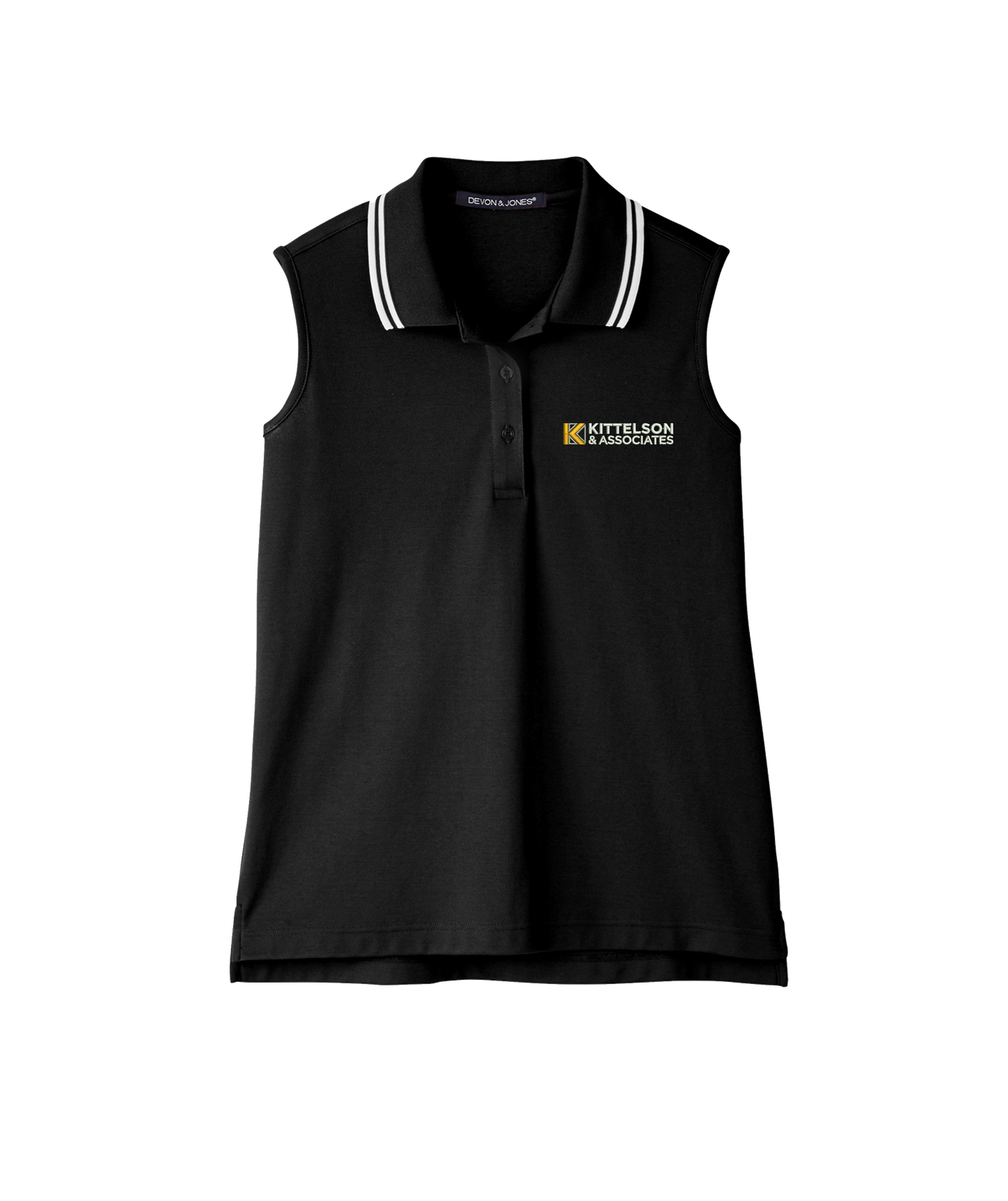 Devon & Jones Ladies' CrownLux Performance Plaited Tipped Sleeveless Polo