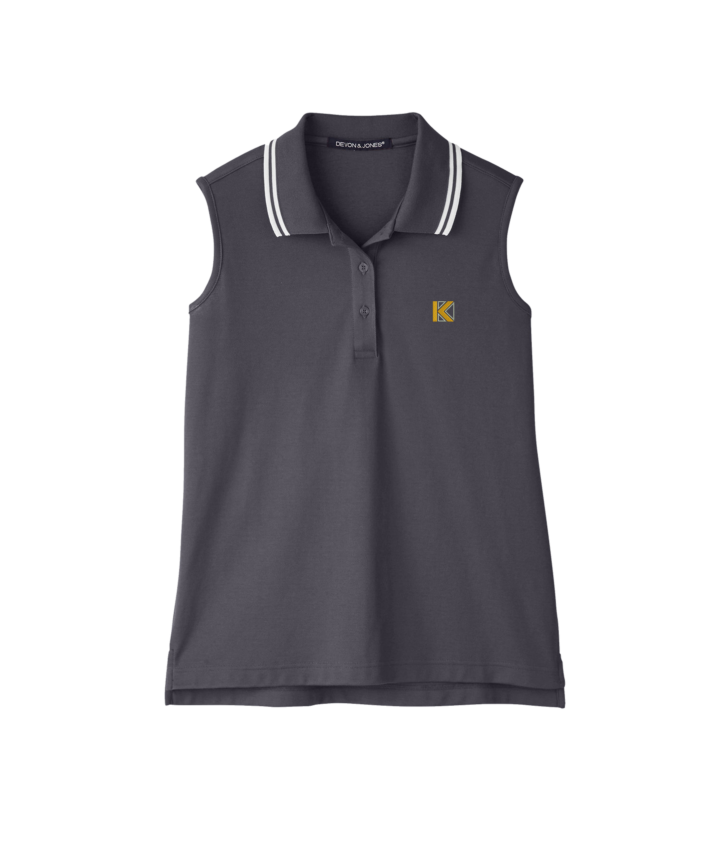 Devon & Jones Ladies' CrownLux Performance Plaited Tipped Sleeveless Polo