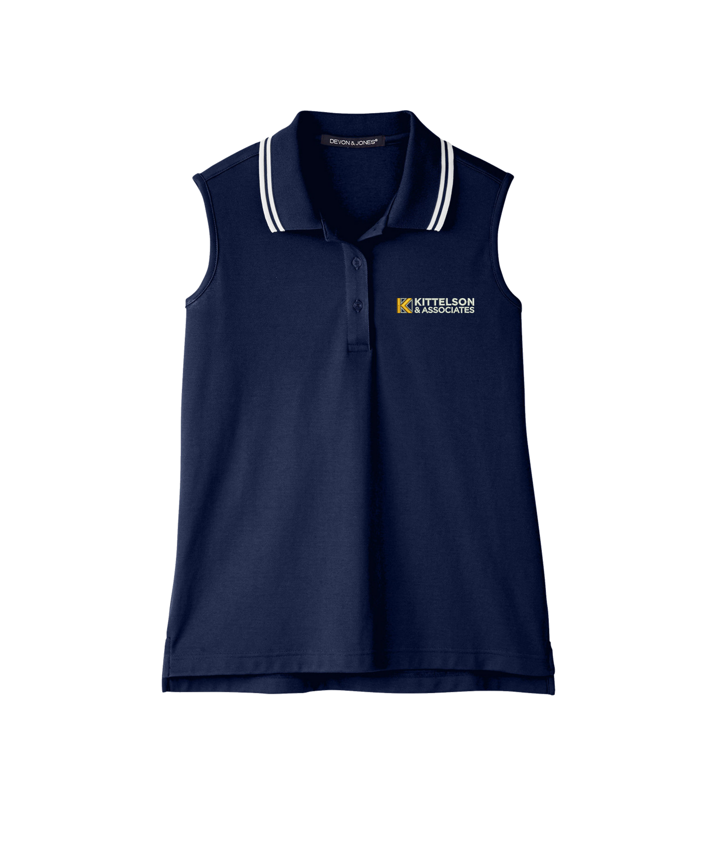 Devon & Jones Ladies' CrownLux Performance Plaited Tipped Sleeveless Polo