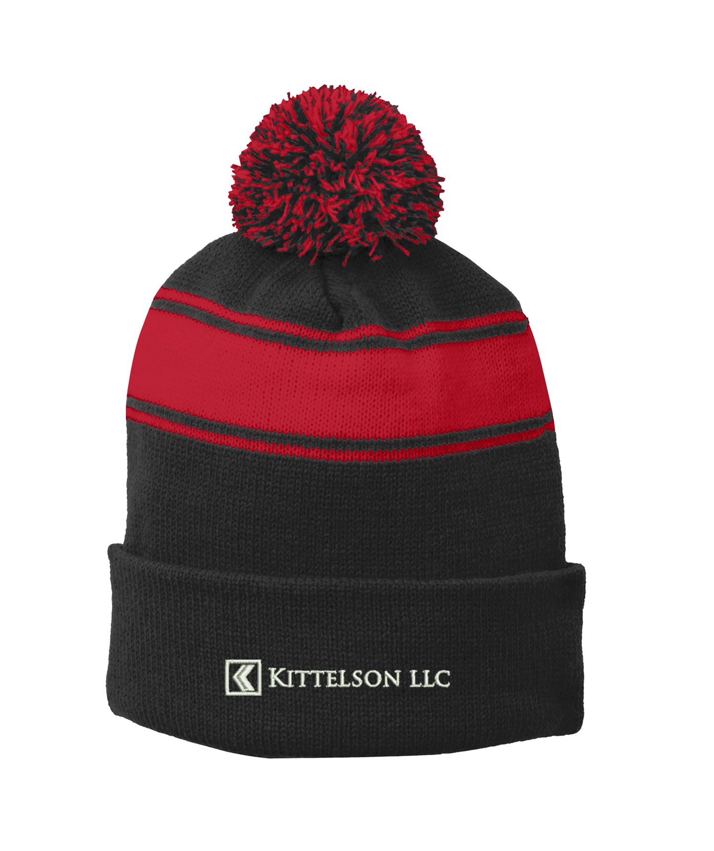 Sport-Tek® Stripe Pom Pom Beanie