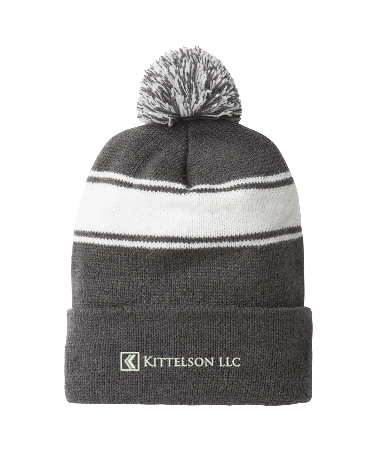 Sport-Tek® Stripe Pom Pom Beanie