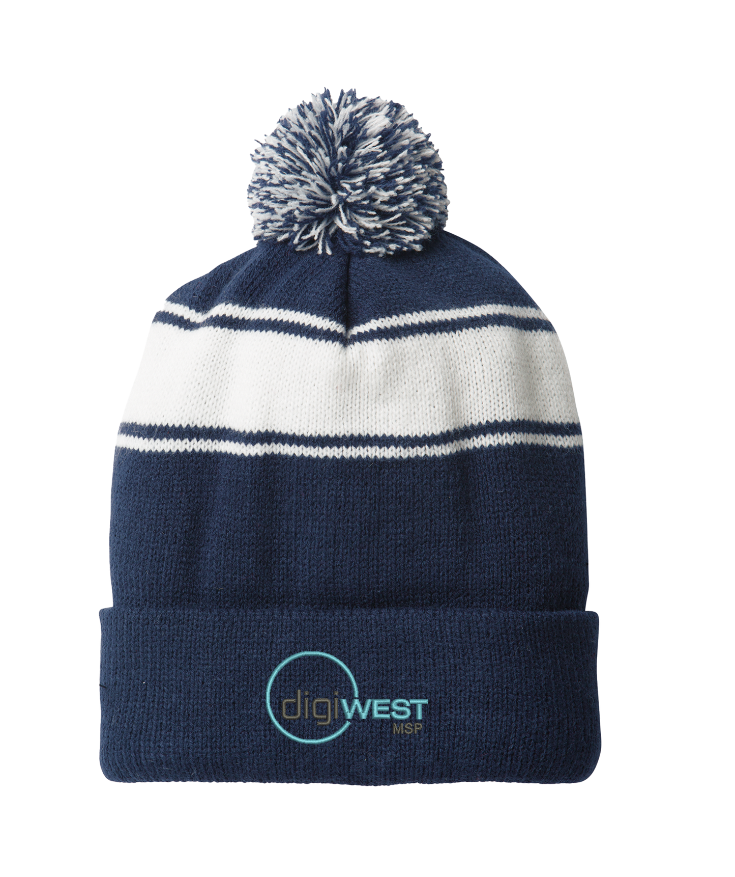 Sport-Tek® Stripe Pom Pom Beanie