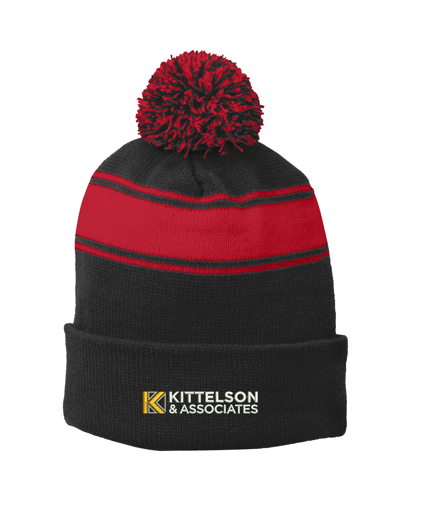 Sport-Tek® Stripe Pom Pom Beanie