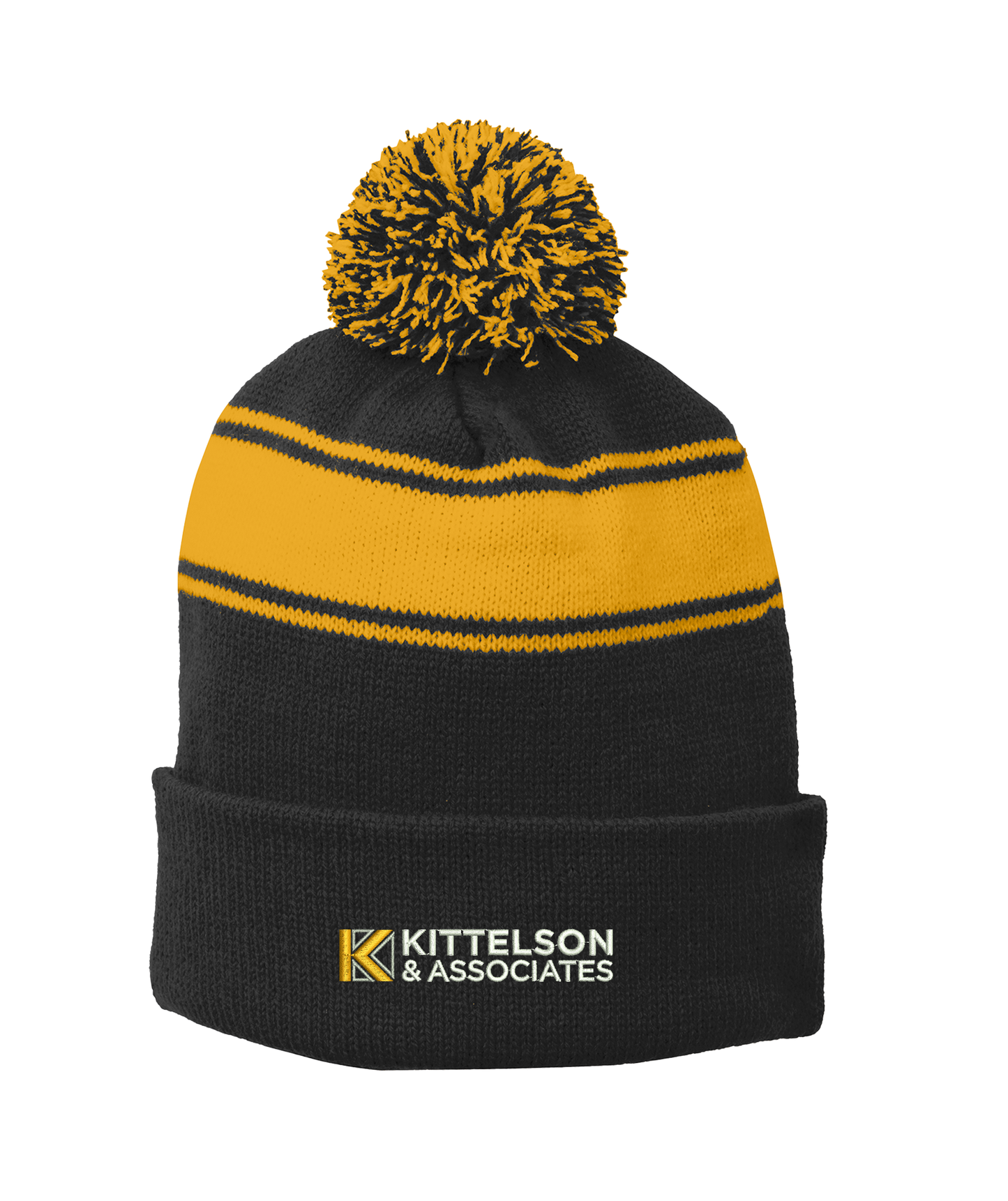 Sport-Tek® Stripe Pom Pom Beanie