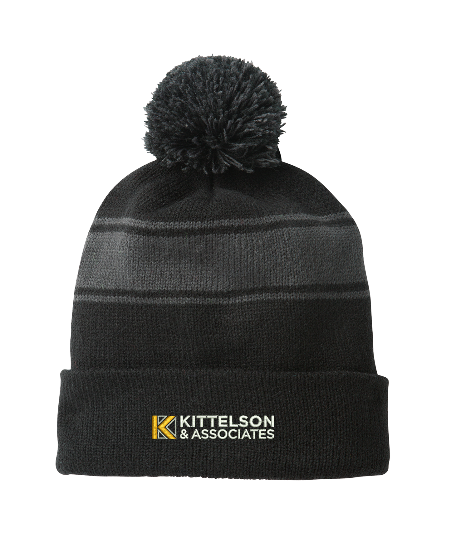 Sport-Tek® Stripe Pom Pom Beanie