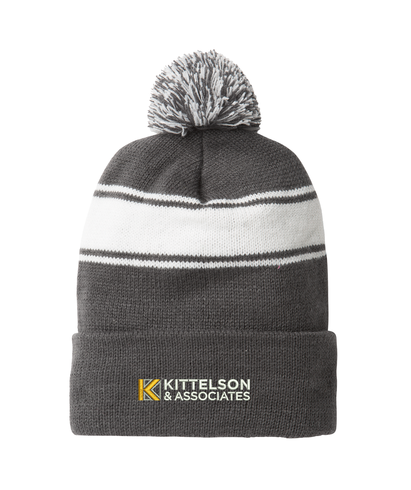 Sport-Tek® Stripe Pom Pom Beanie