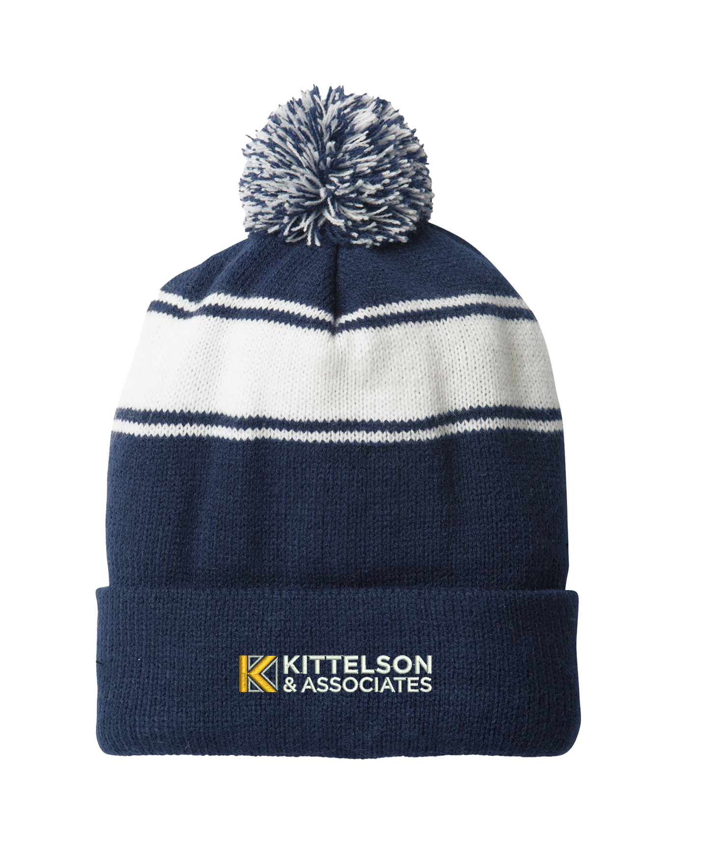 Sport-Tek® Stripe Pom Pom Beanie