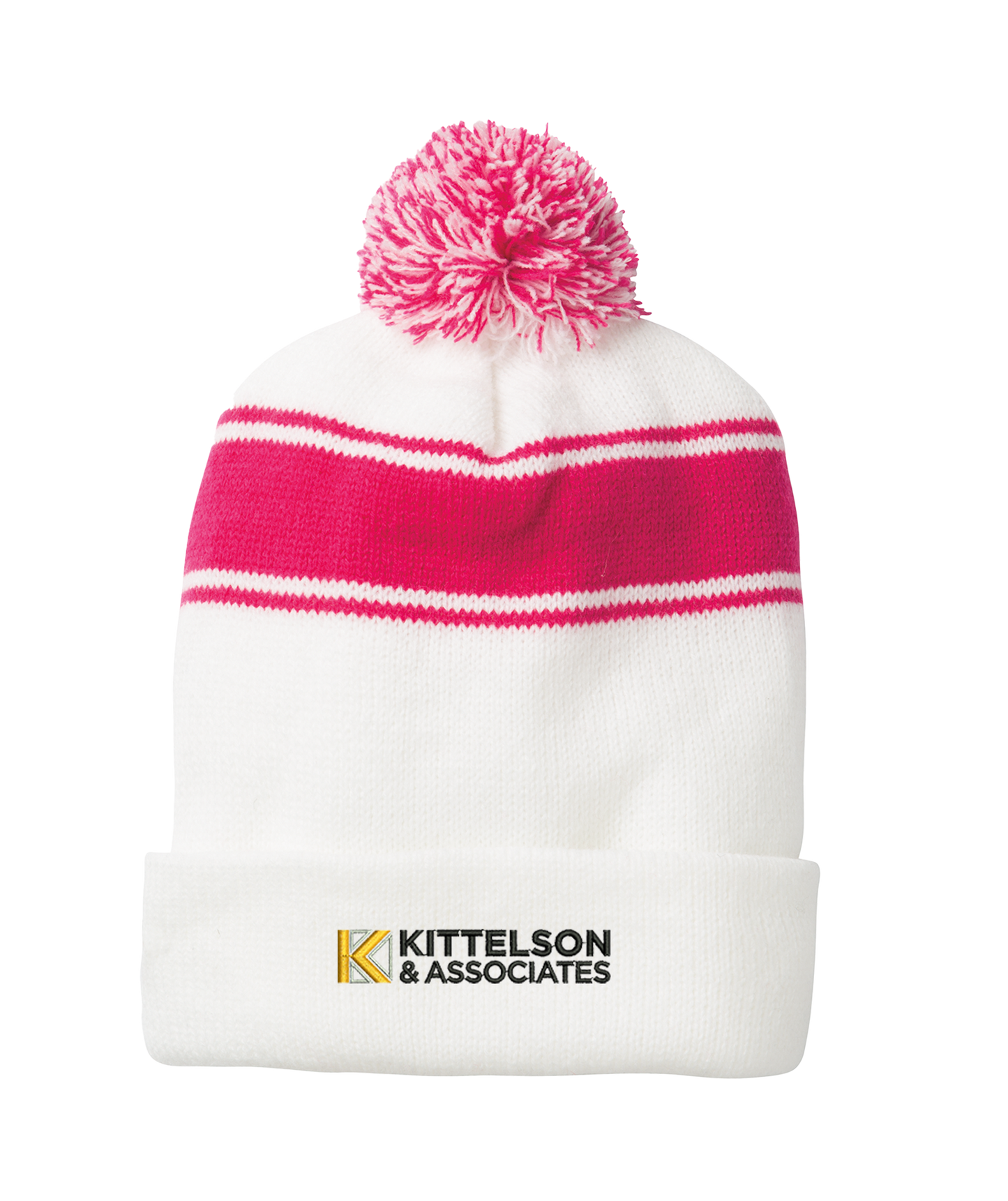 Sport-Tek® Stripe Pom Pom Beanie